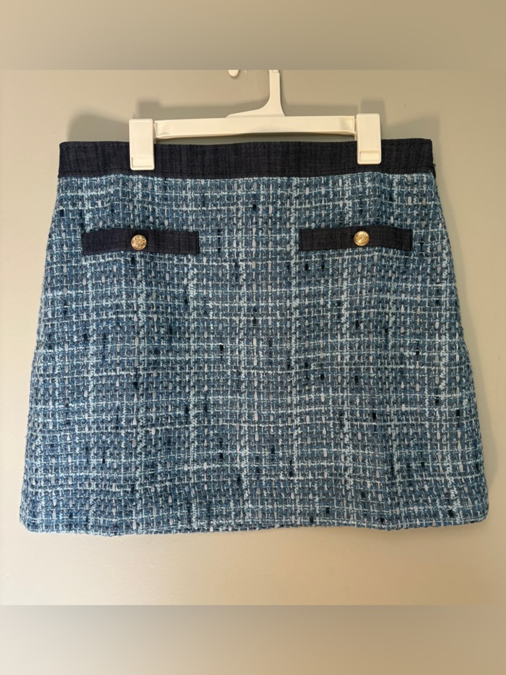 LOFT Women’s 14 Skirt Mini Pencil Blue Tweed Preppy Classic Elegant Academia